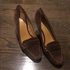 Brown suede heels